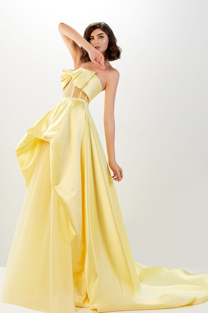 Satin Tulle Dress with Corset and Bow