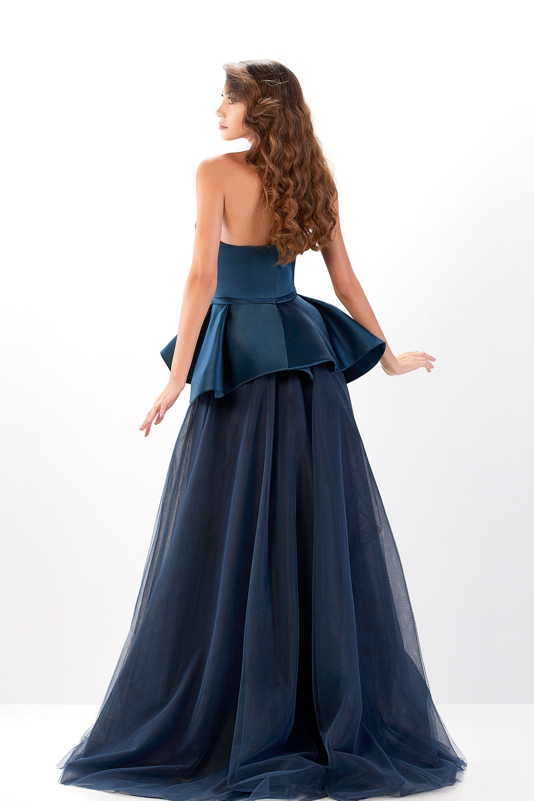 Strapless Satin Top with Tulle Skirt