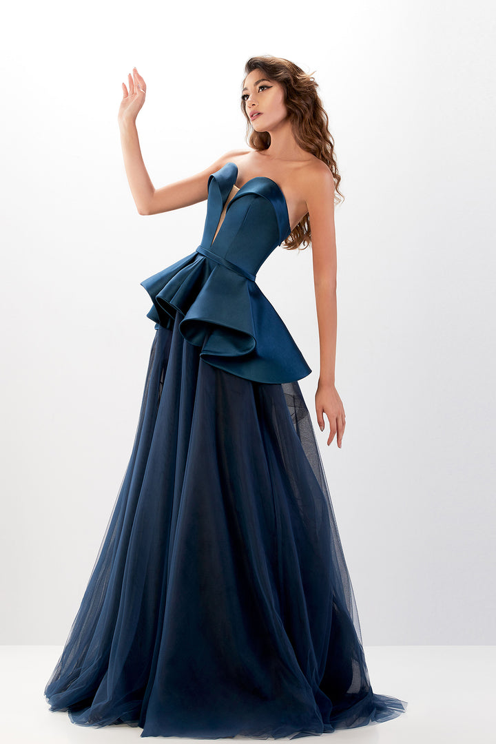 Strapless Satin Top with Tulle Skirt