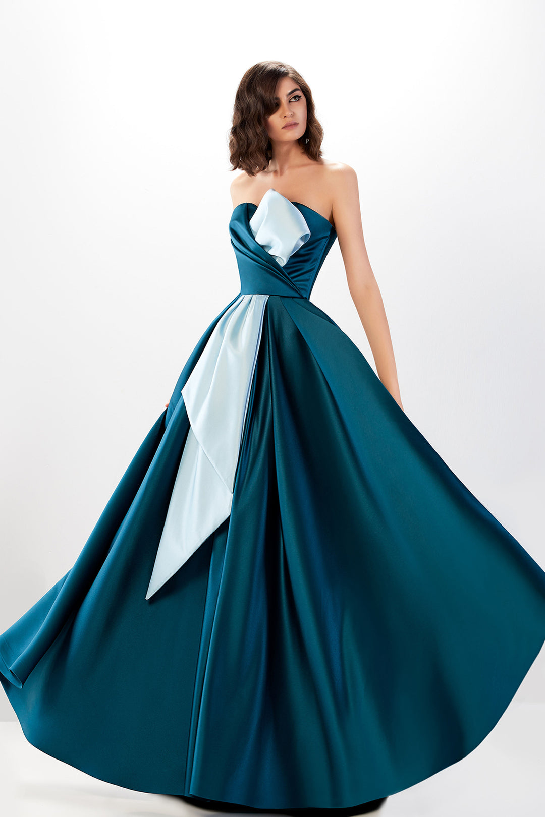 draped a line dress Lady Black Tie - Beatrice Gown - A-line Dress With Draped Cowl Back
