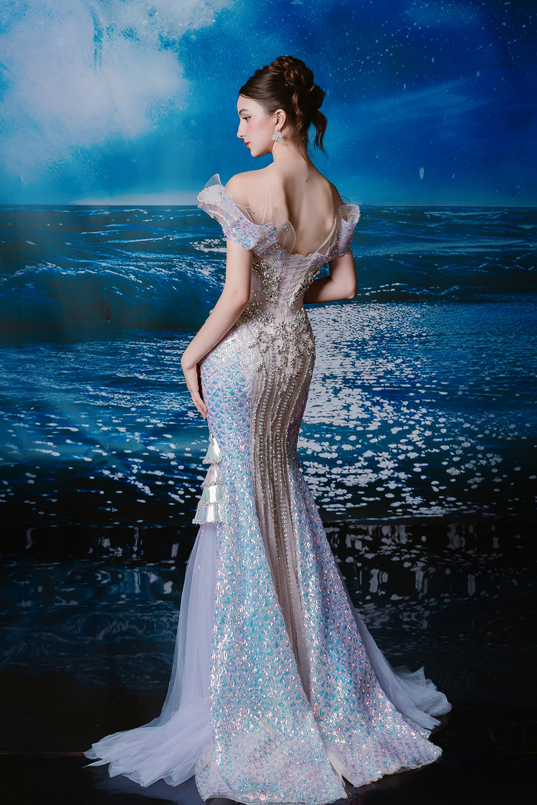 ariel silver dress Sparkling Silver Chandelier Gown