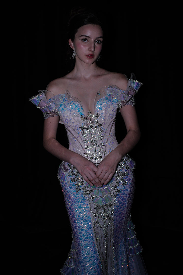 Mermaid Corseted Bodice to Embellished Sheath Dress