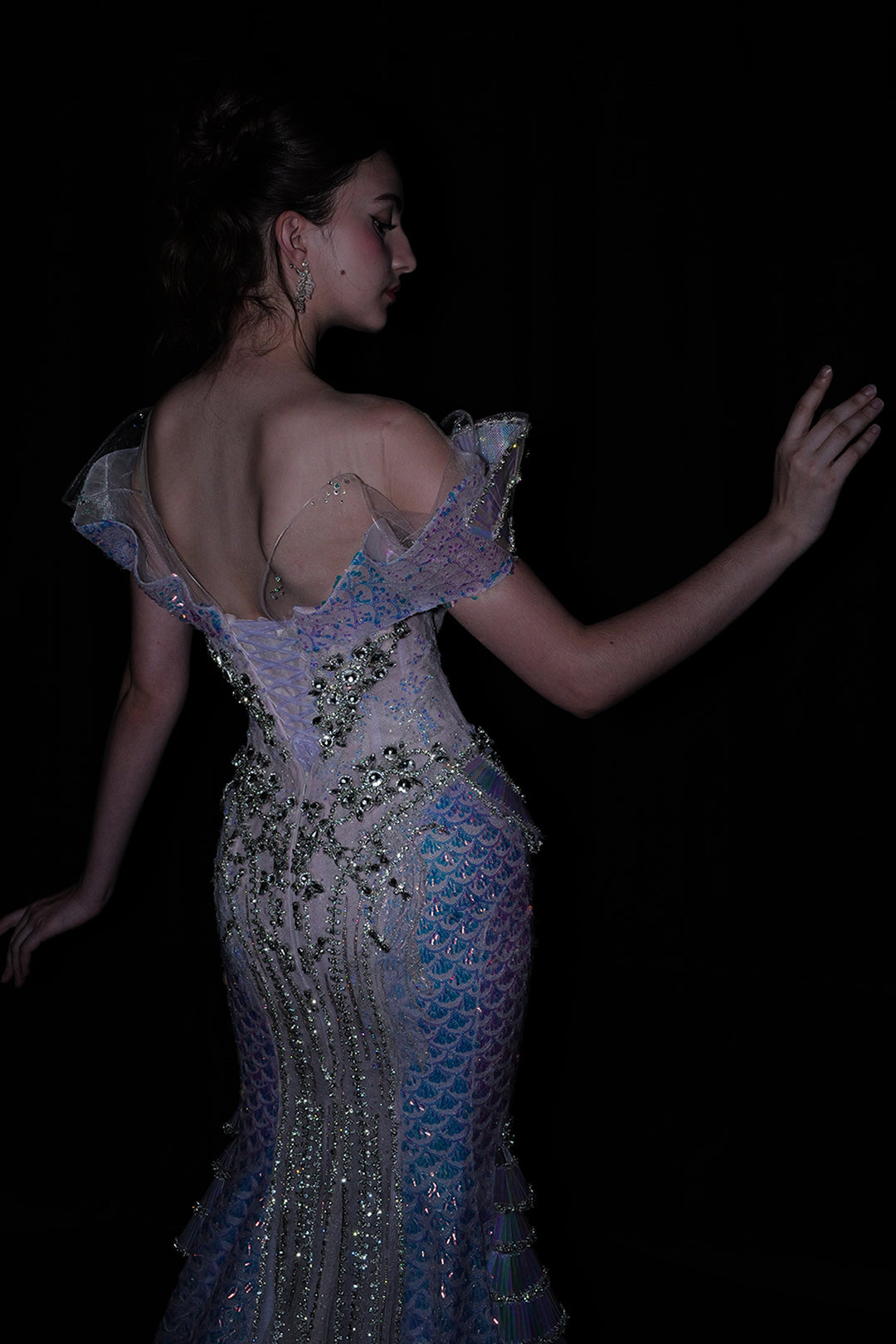 mermaid sheath dress HELGA Beaded Embroidered Long Sleeve Mermaid Sheath Wedding Dress