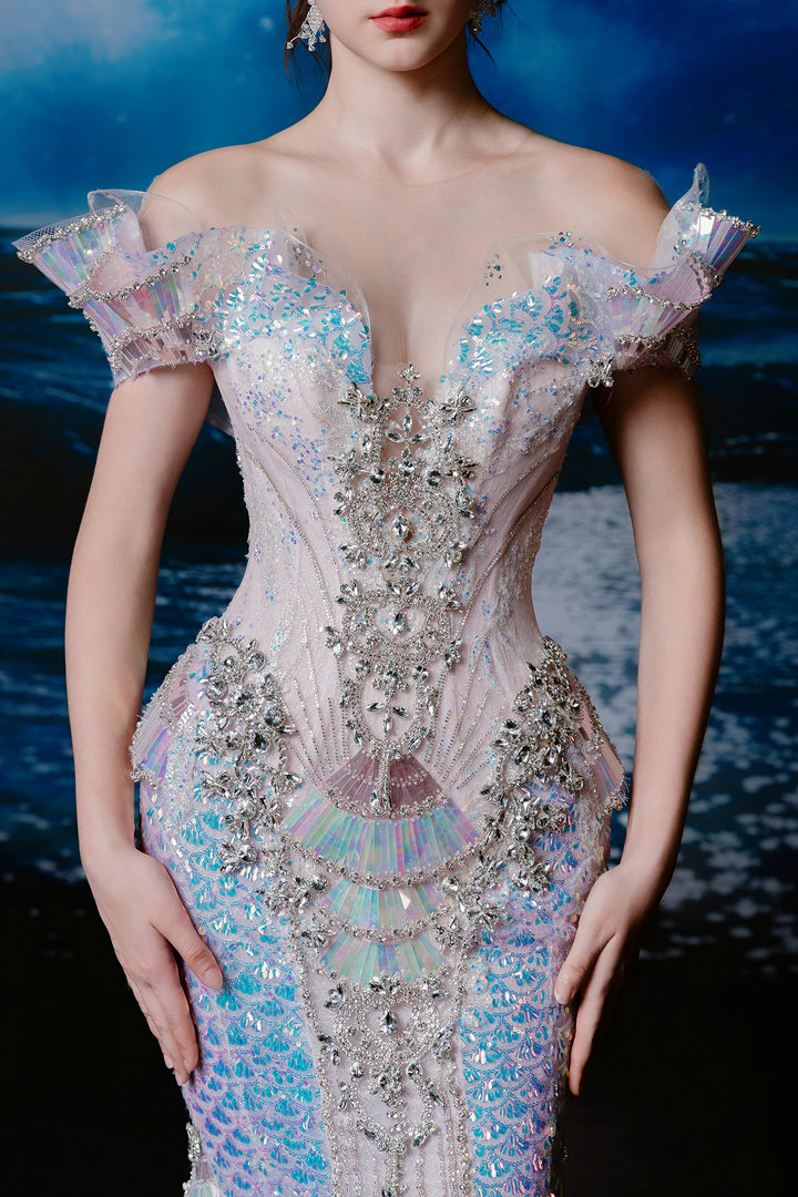 Mermaid Corseted Bodice to Embellished Sheath Dress