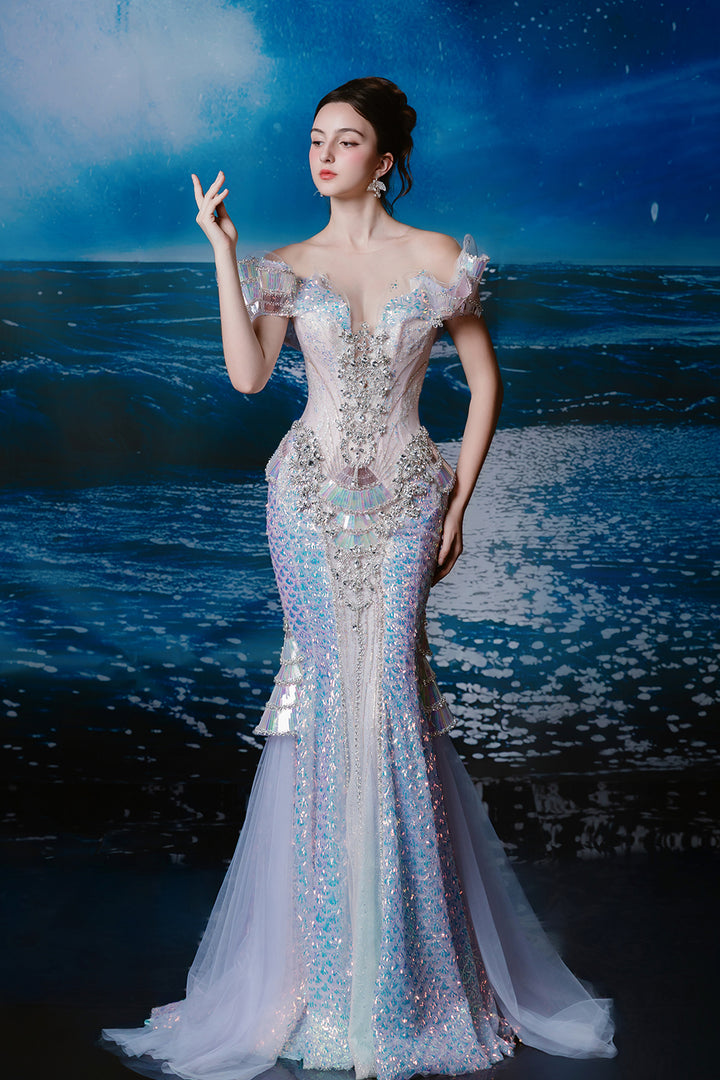 Mermaid Corseted Bodice to Embellished Sheath Dress