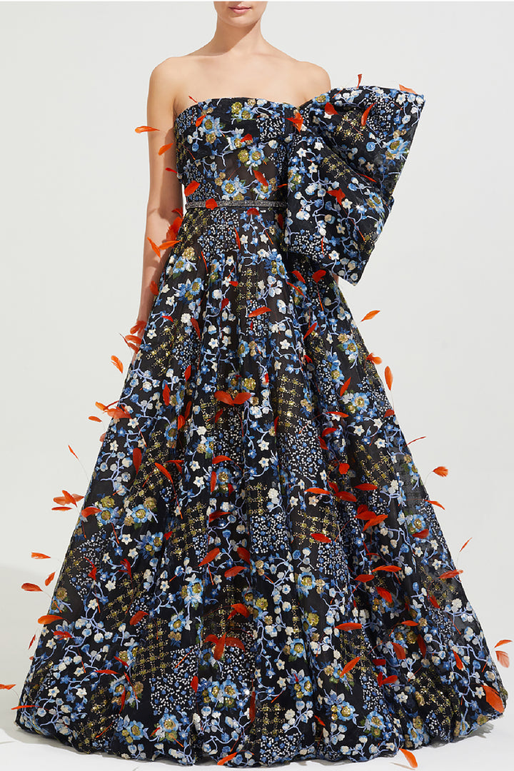 Strapless Neckline With Ruffles Design Dress