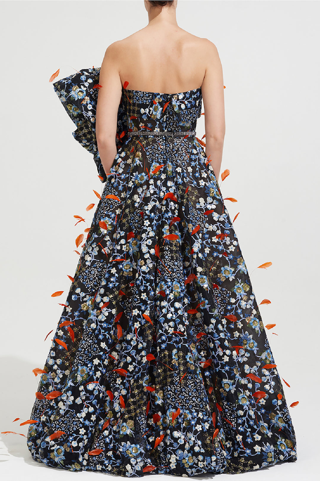 Strapless Neckline With Ruffles Design Dress