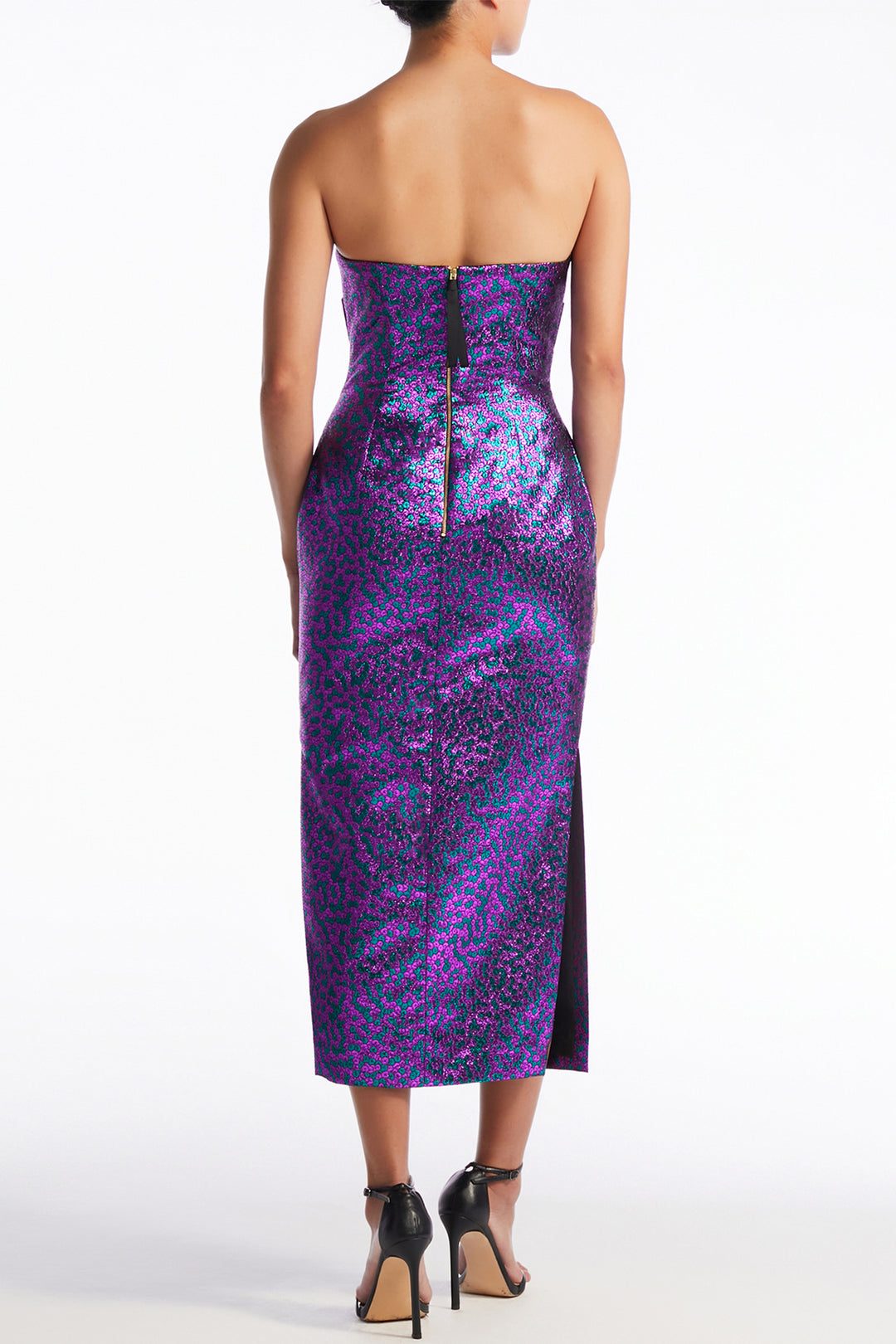 Sculpted Strapless Midi Cocktail Dress