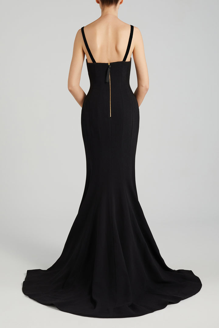 Mermaid Dress with Velvet Straps