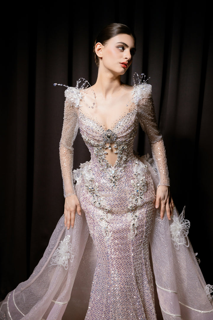 silver beaded maxi dress Parker Gown