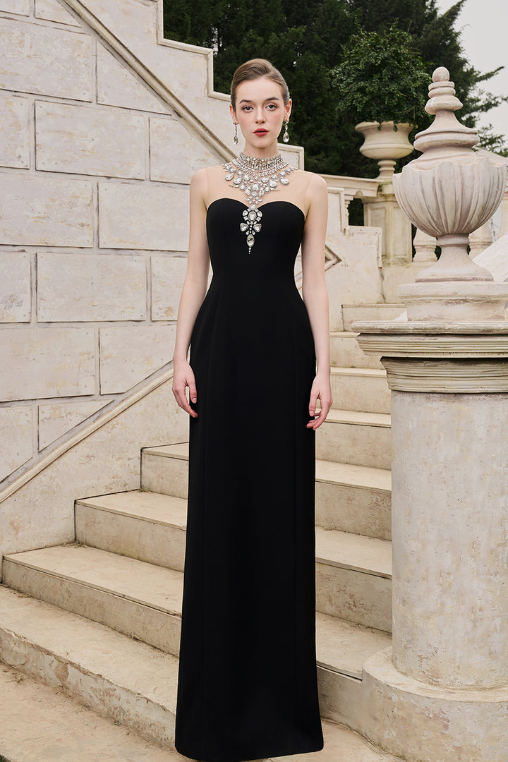 Flared Velvet Cape With Crystal-Embellished Shoulder