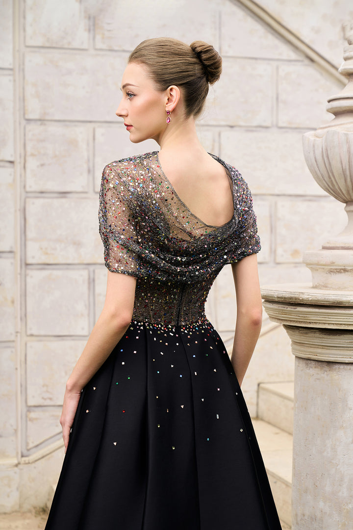 Diagonal Folded Top With Side Slit A-Line Set