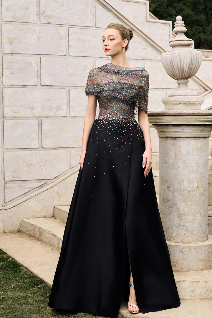 Diagonal Folded Top With Side Slit A-Line Set