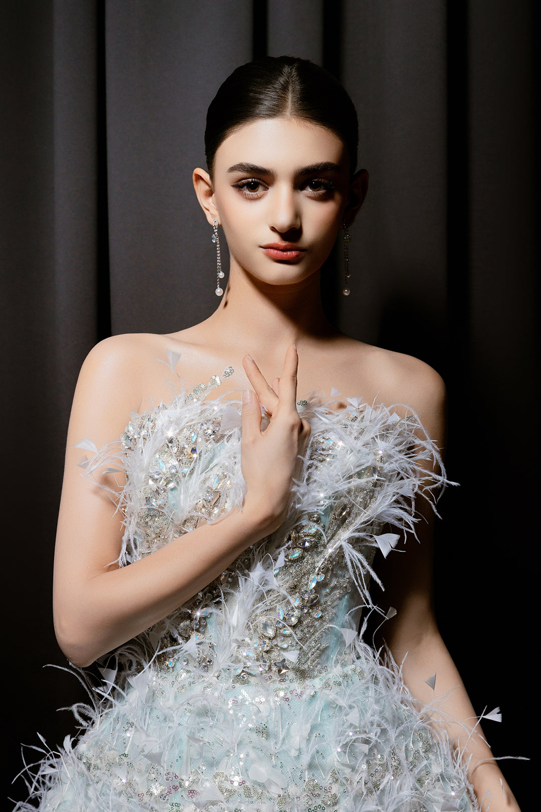 Strapless Short Dress with 3D Skirt