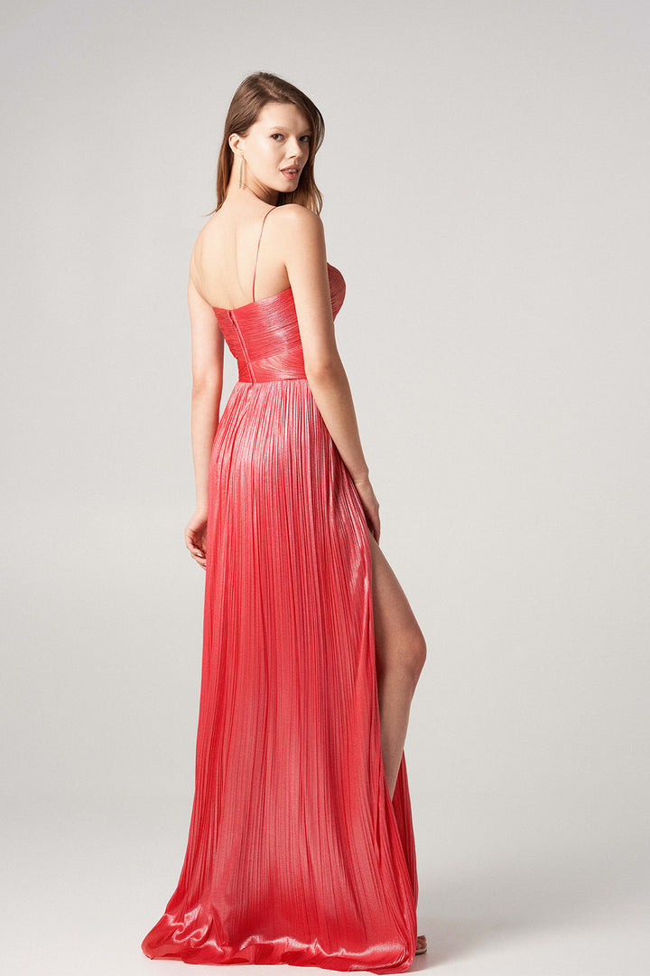 Silk Tulle Dress with Bust Pleats
