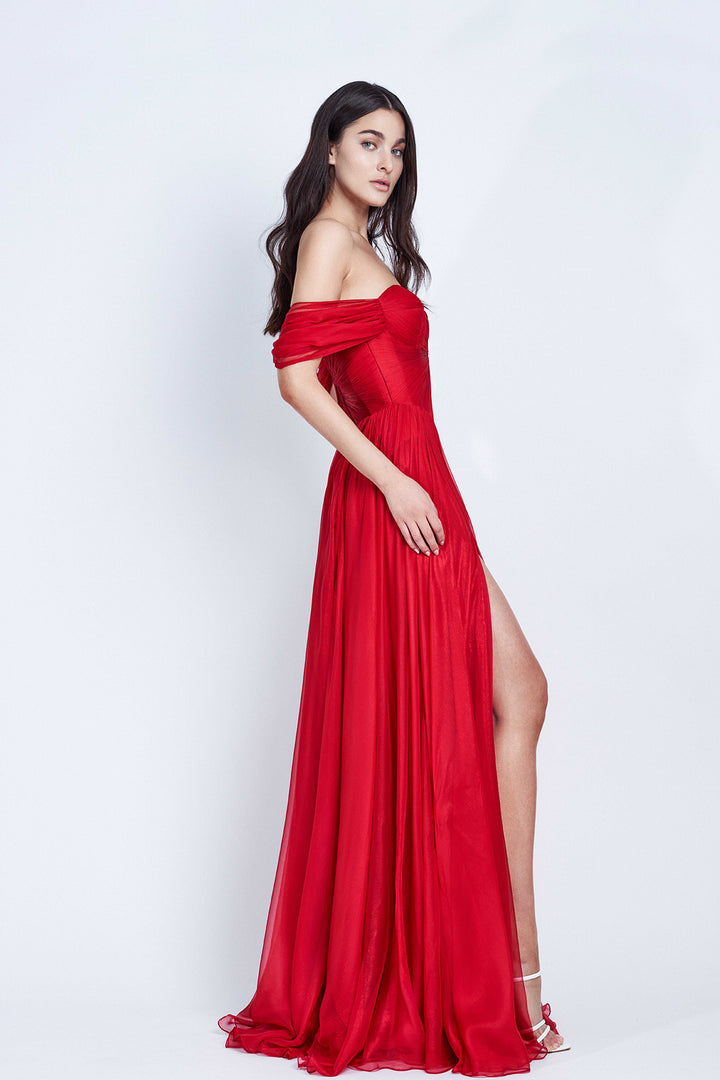 Off-the-Shoulder Silk Mousseline Dress