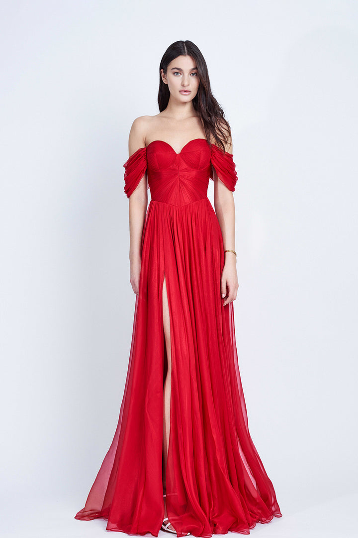 Off-the-Shoulder Silk Mousseline Dress