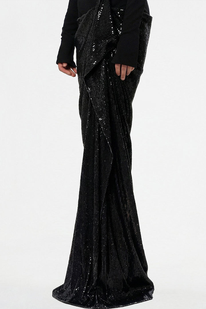 Long Dress with Hip Silhouette and Long Sleeves