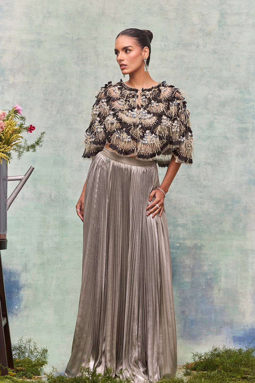 Gleaming Boxed Silhouette with Skirt