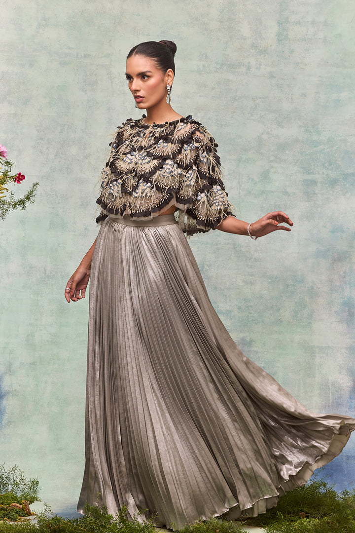 Gleaming Boxed Silhouette with Skirt