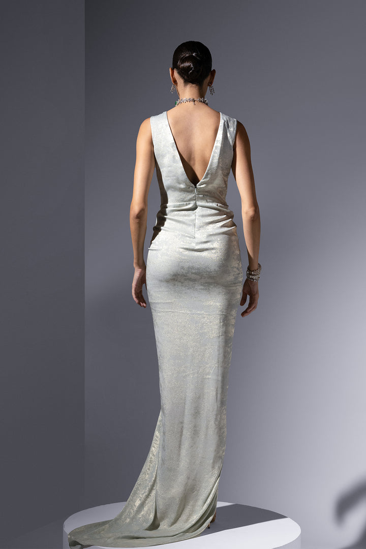 Lurex Silk Dress with Bold Details