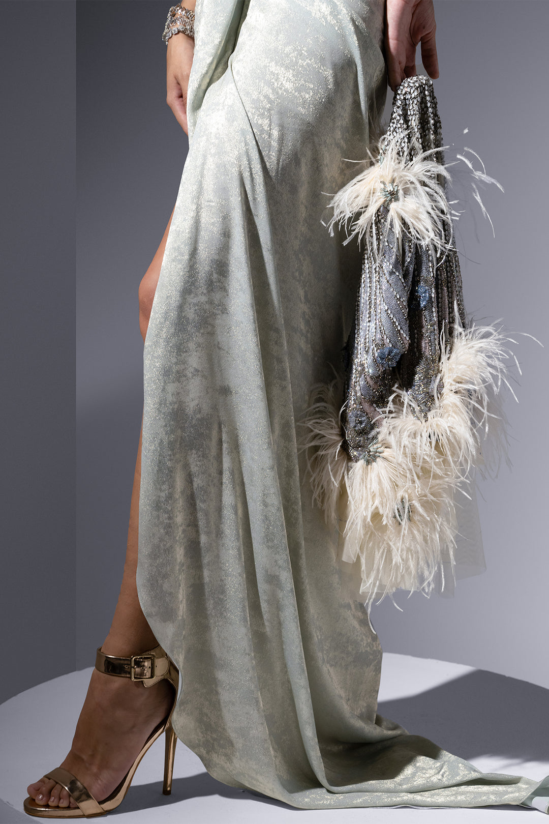 Lurex Silk Dress with Bold Details