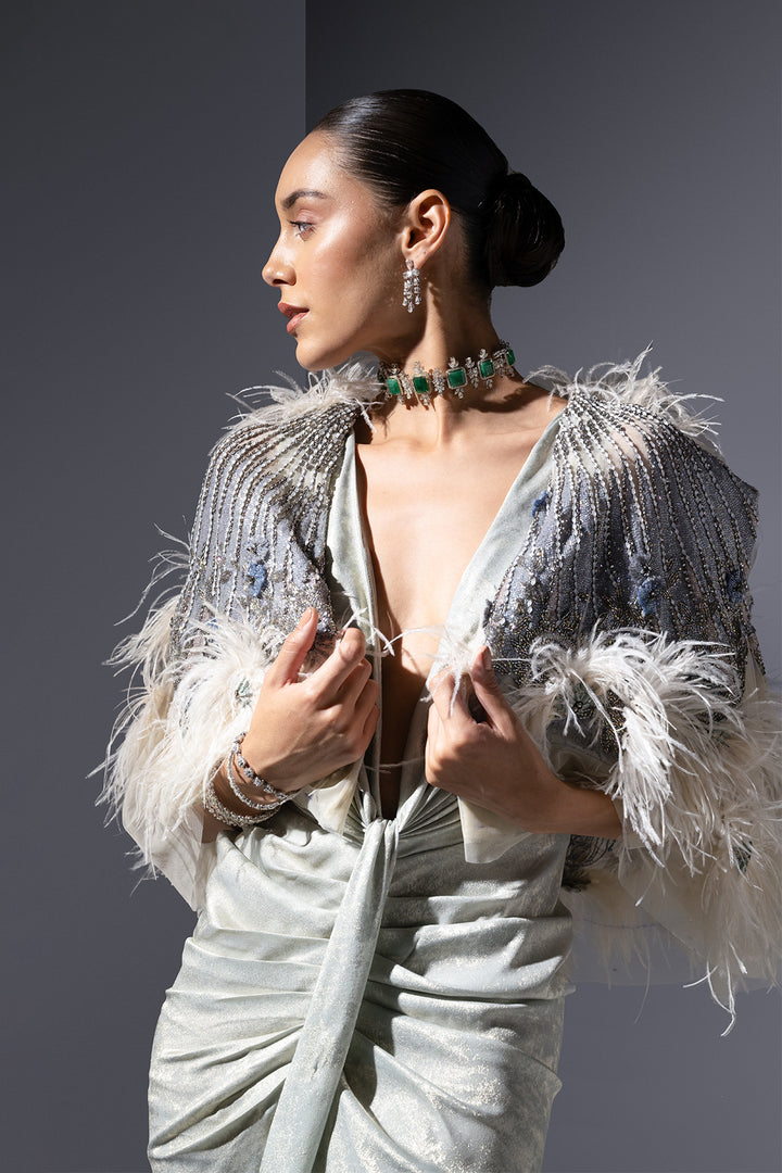 Lurex Silk Dress with Bold Details