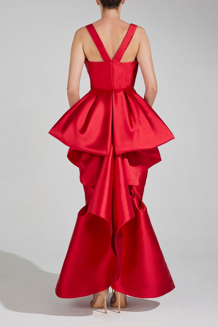 Mermaid Taffeta Dress with Square Neckline