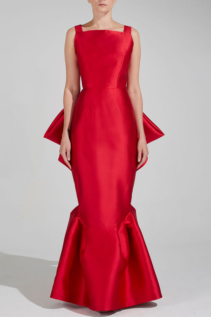 Mermaid Taffeta Dress with Square Neckline