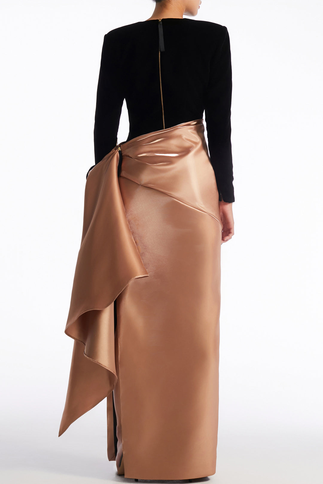 Architectural Plunging V-Neck Draped Dress