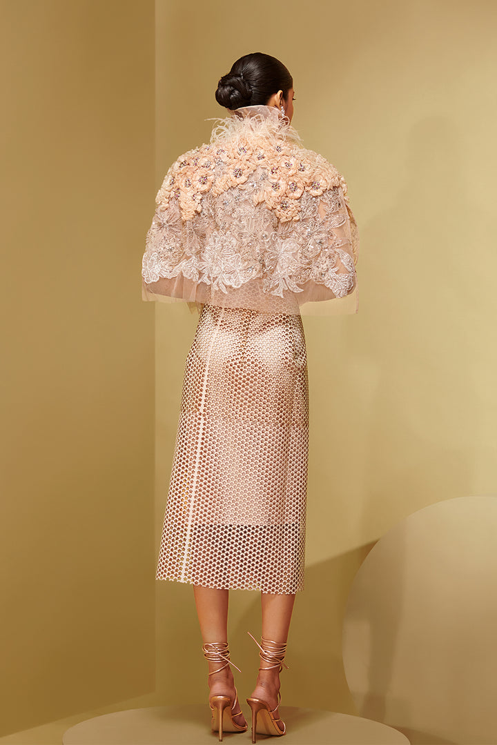 Faux Three-Piece with Laser-Cut Skirt