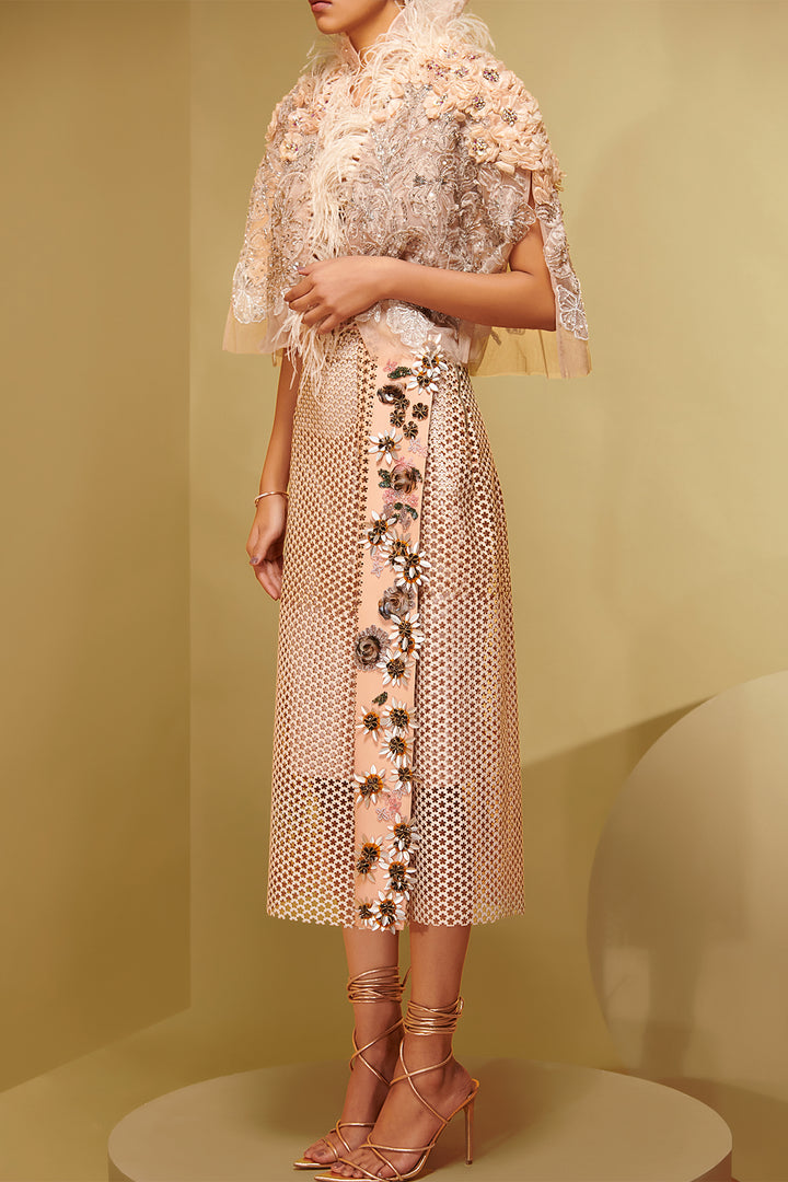 Faux Three-Piece with Laser-Cut Skirt