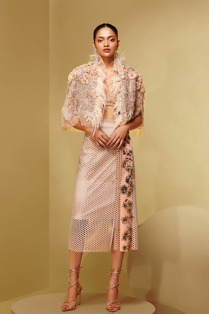 Faux Three-Piece with Laser-Cut Skirt