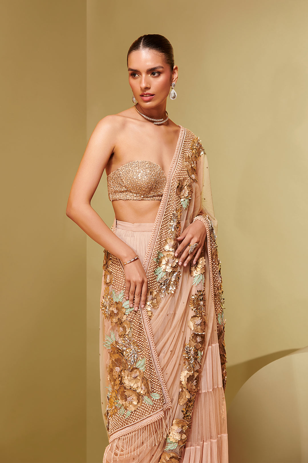 Georgette Two-Pieces with Laser Embroidery
