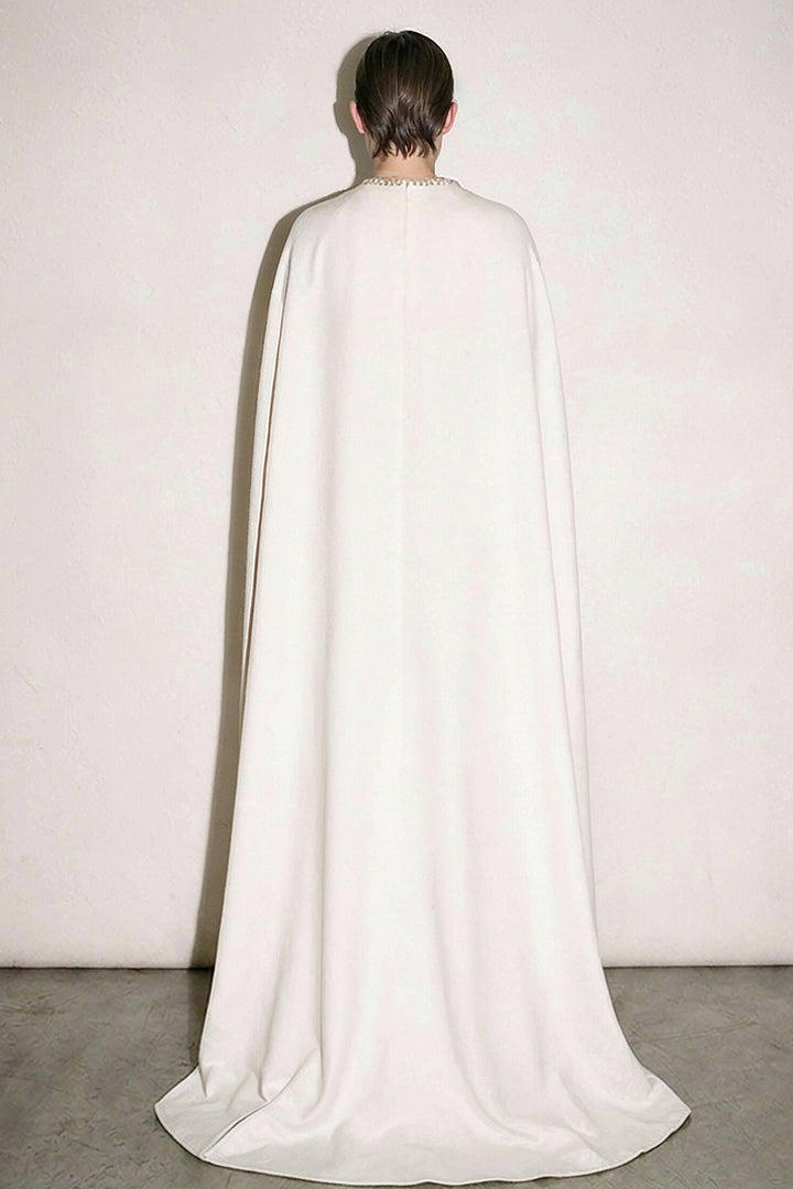 Crystal-Embellished Cutout Cape Dress