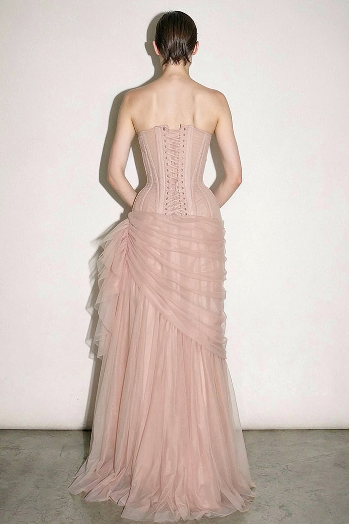 Sculpted Illusion Corset with Tulle Dress
