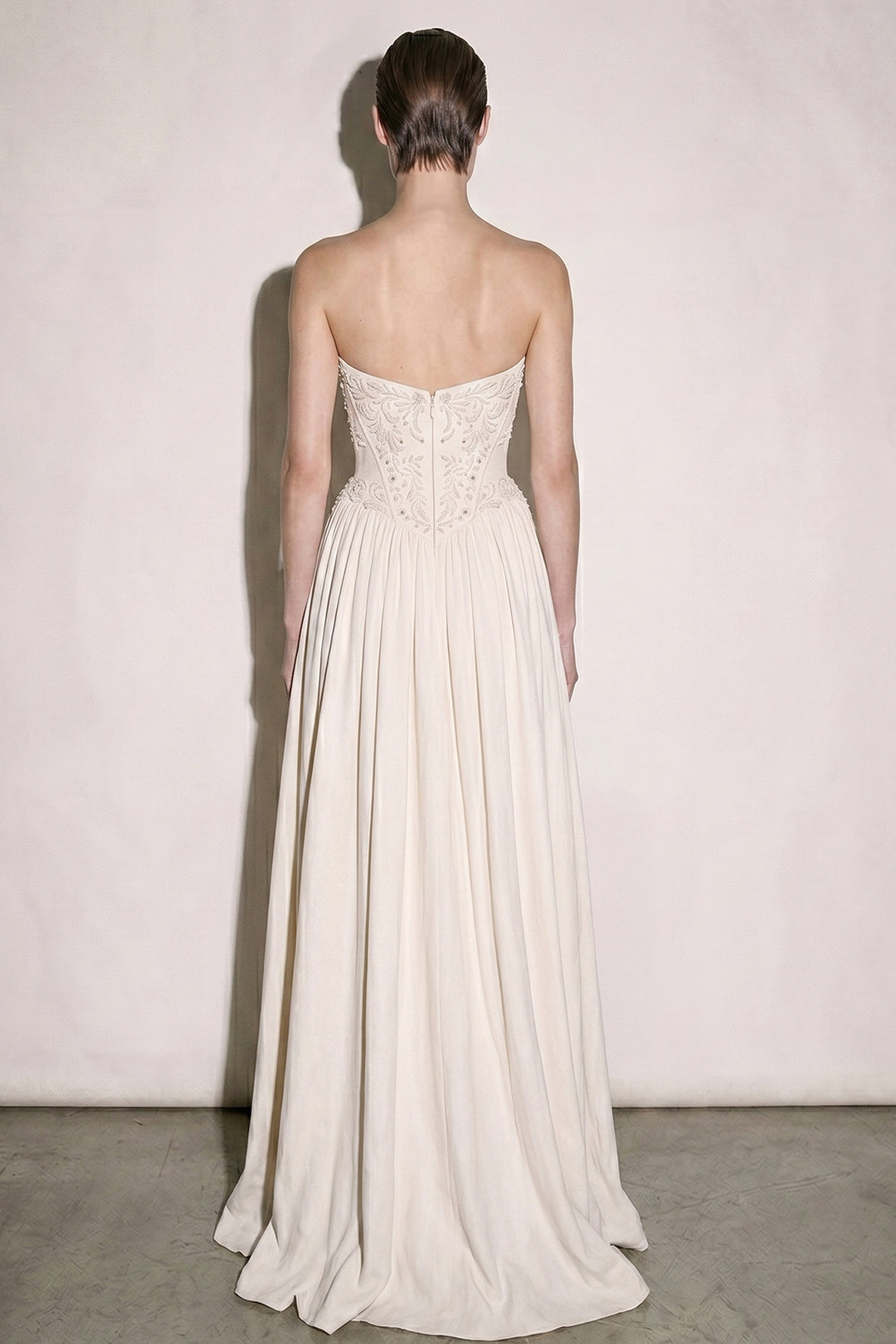 Embroidered Sweetheart A-line Chiffon Long Dress