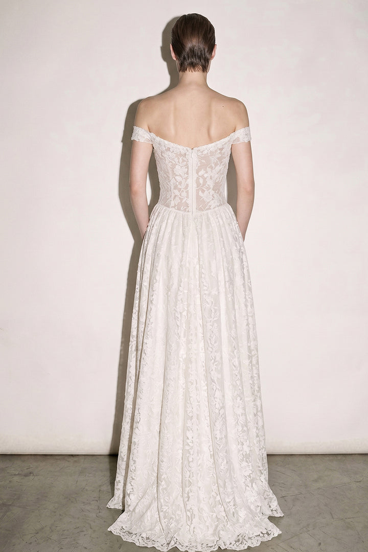 Off-The-Shoulder with Floral Lace Dress