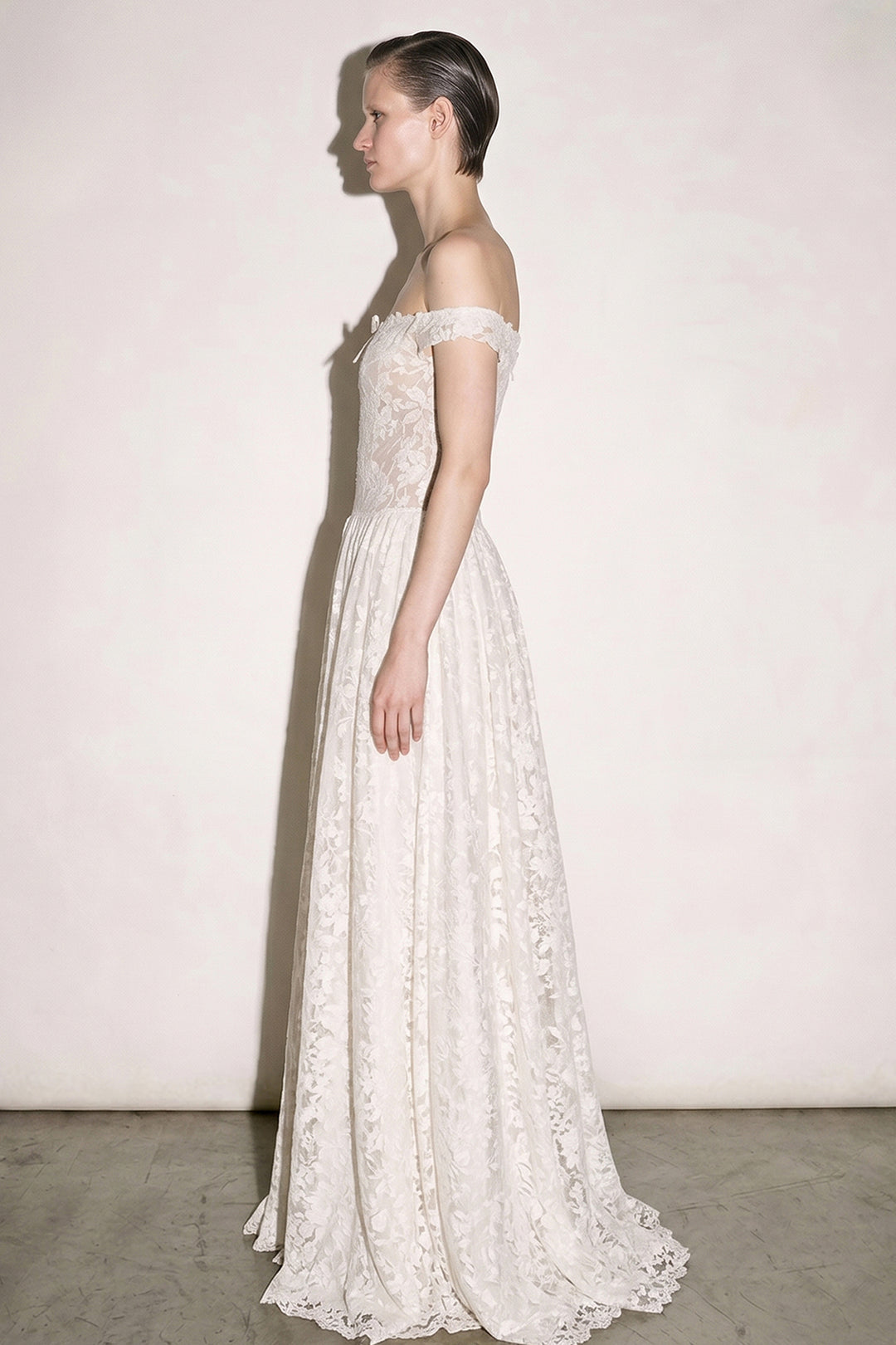 Off-The-Shoulder with Floral Lace Dress