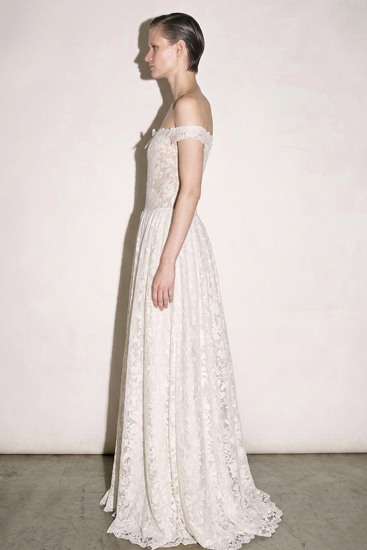 Off-The-Shoulder with Floral Lace Dress