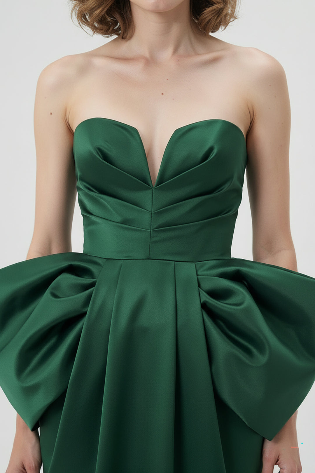 Strapless Peplum Long Dress