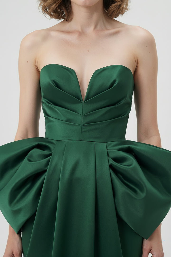 Strapless Peplum Long Dress