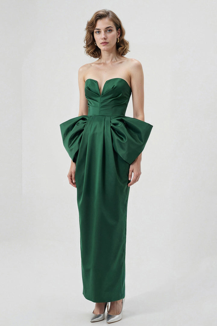 Strapless Peplum Long Dress