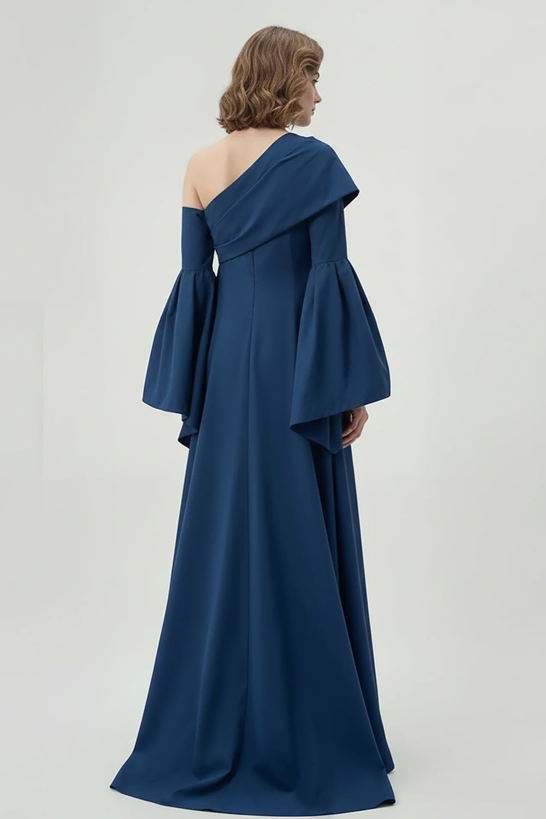 Architectural One-Shoulder Flare Dress