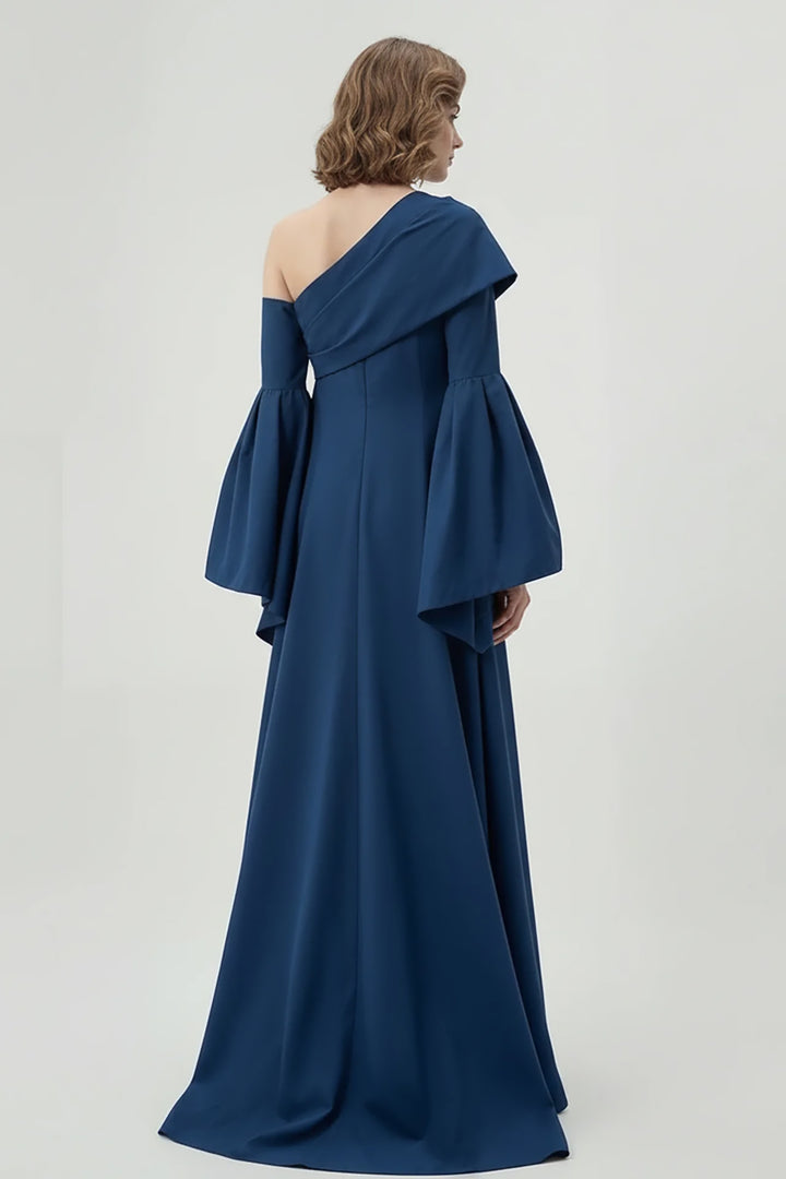 Architectural One-Shoulder Flare Dress