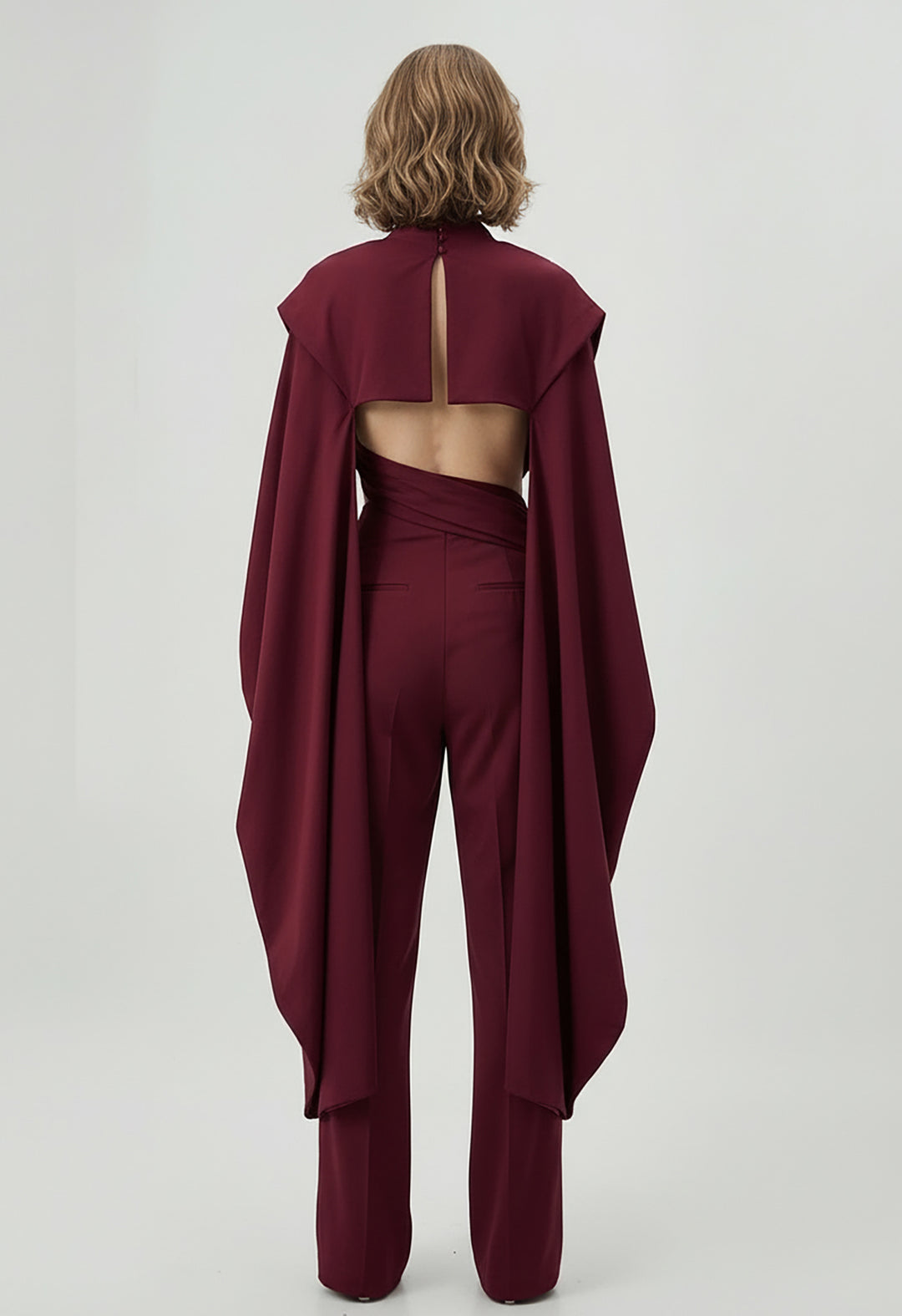 Twisted Cutout Cape Jumpsuit