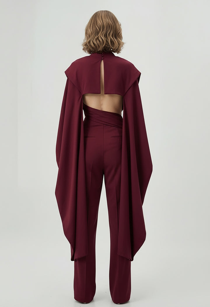 Twisted Cutout Cape Jumpsuit