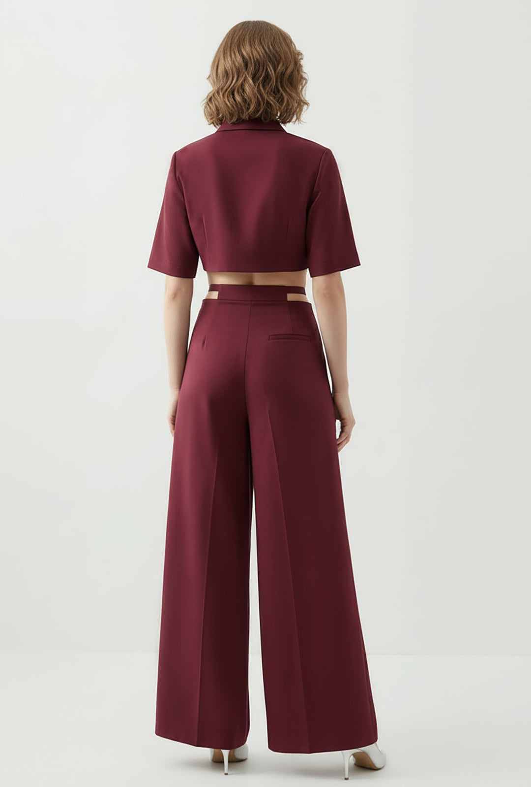 Hardware-Accent Cropped Palazzo Set