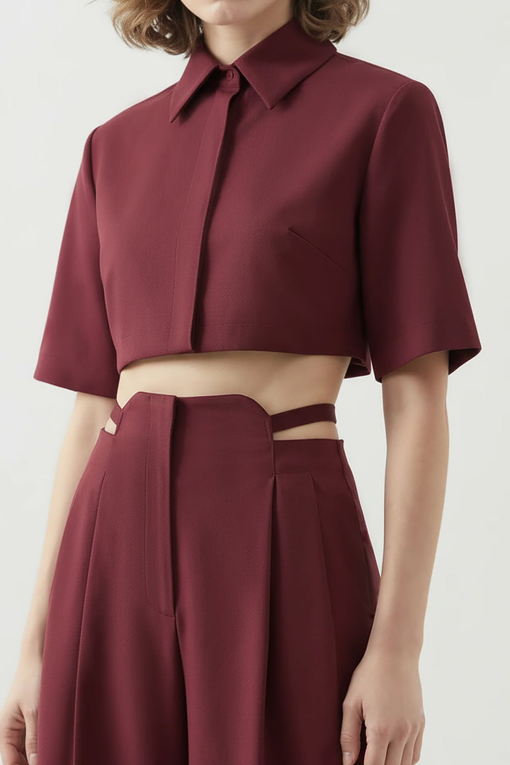 Hardware-Accent Cropped Palazzo Set