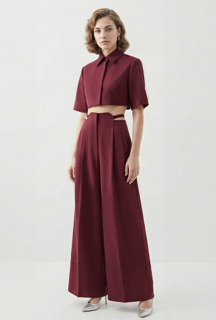 Hardware-Accent Cropped Palazzo Set